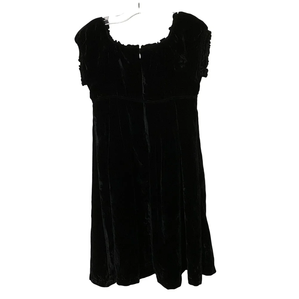 Girls‎ Black Velvet Twirl Dress M Empire Waist Holiday Christmas Event Party